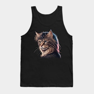 80s Cat With Mullet Tank Top